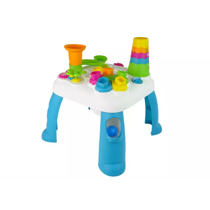 LEAN TOYS Interactieve leertafel met kogelbaan en glijbaan blauw