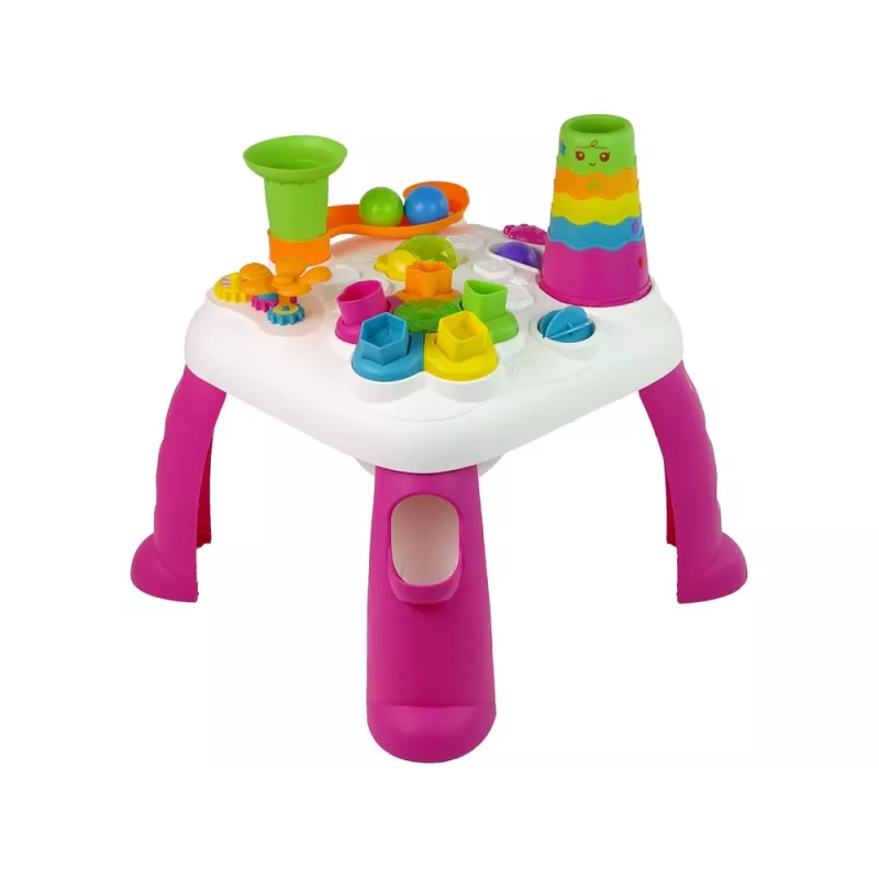 LEAN TOYS Interactieve leertafel balletjessorteerder glijbaan roze