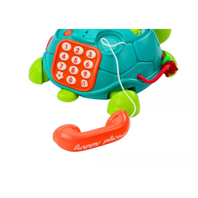 LEAN TOYS Interactieve leer-schildpad-telefoon 6in1 lichten geluiden groen