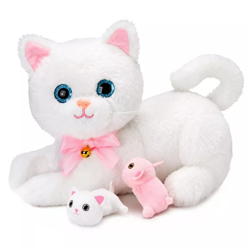 LEAN TOYS Interactief Katje met flesje en kleine geluiden melodieën opname Wit