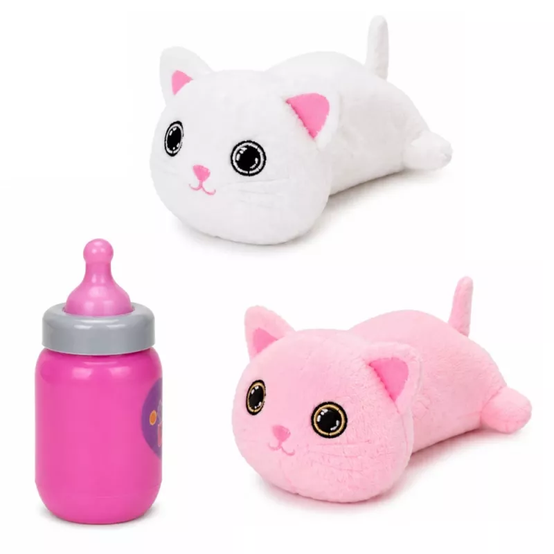 LEAN TOYS Interactief Katje met flesje en kleine geluiden melodieën opname Wit