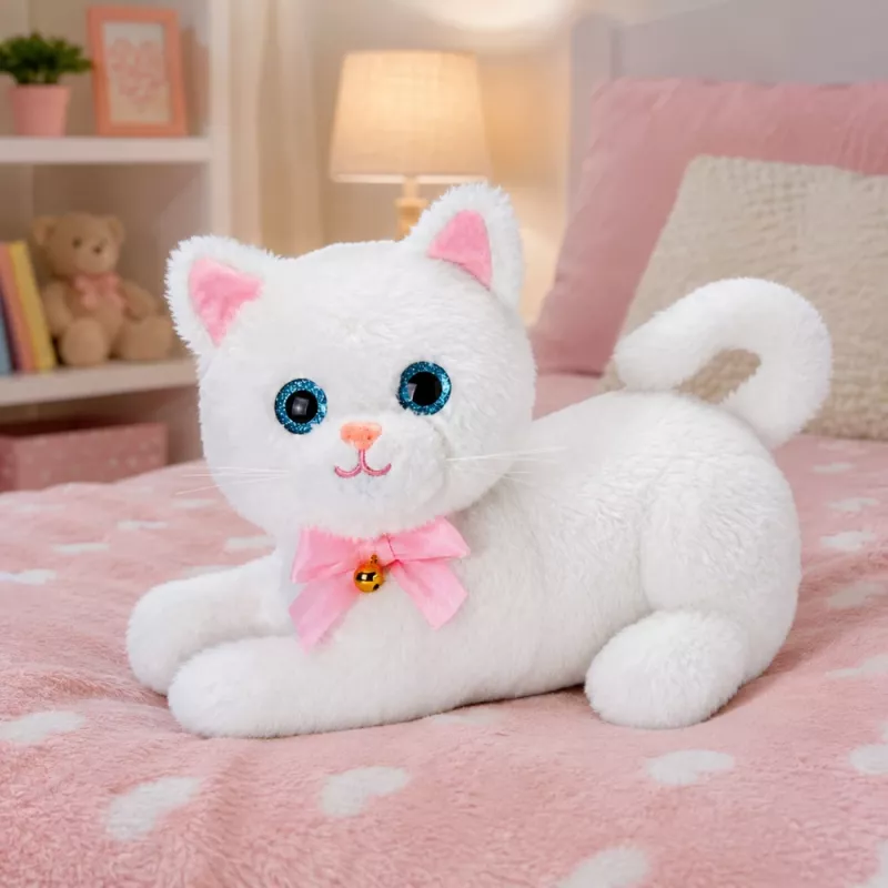 LEAN TOYS Interactief Katje met flesje en kleine geluiden melodieën opname Wit