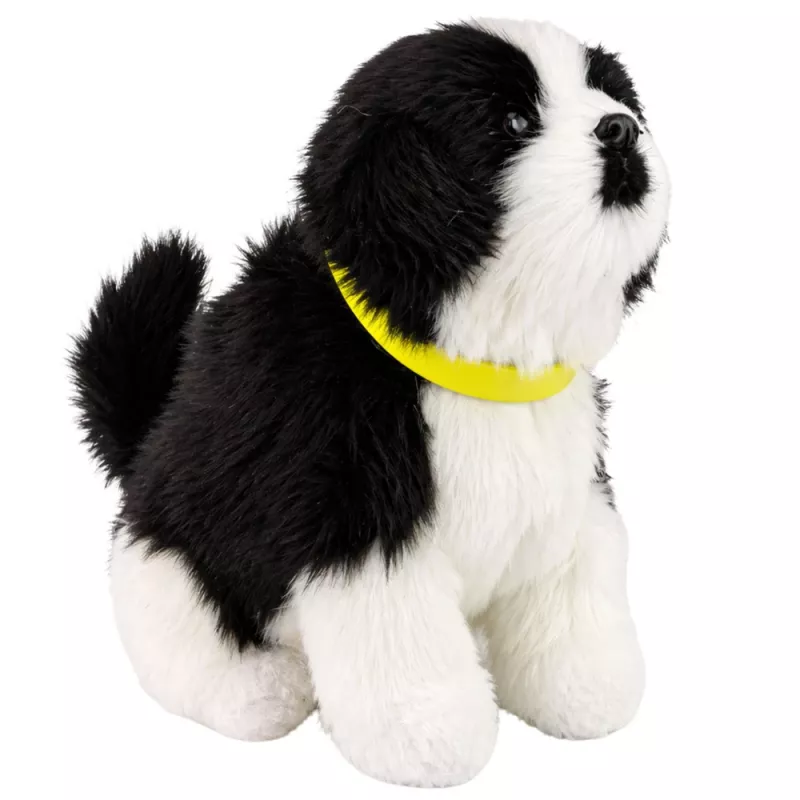 LEAN TOYS Interactieve pluchen hond met zachte vacht, Border Collie ras