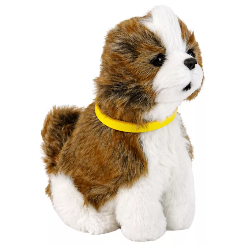 LEAN TOYS Interactieve pluchen hond met zachte vacht, ras Shih Tzu
