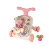 LEAN TOYS interactieve loopwagen en activiteitentafel 2in1 roze