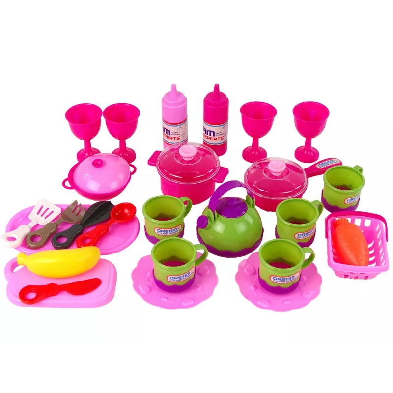 LEAN TOYS keukenset 31-delig met tas servies borden kinderen