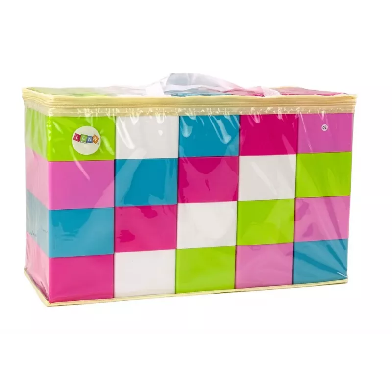 LEAN TOYS grote langwerpige bouwstenen in zak met gekleurde stickers – 20 delen