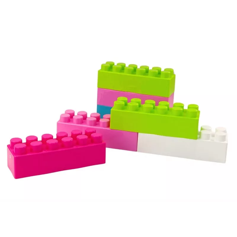LEAN TOYS grote langwerpige bouwstenen in zak met gekleurde stickers – 20 delen