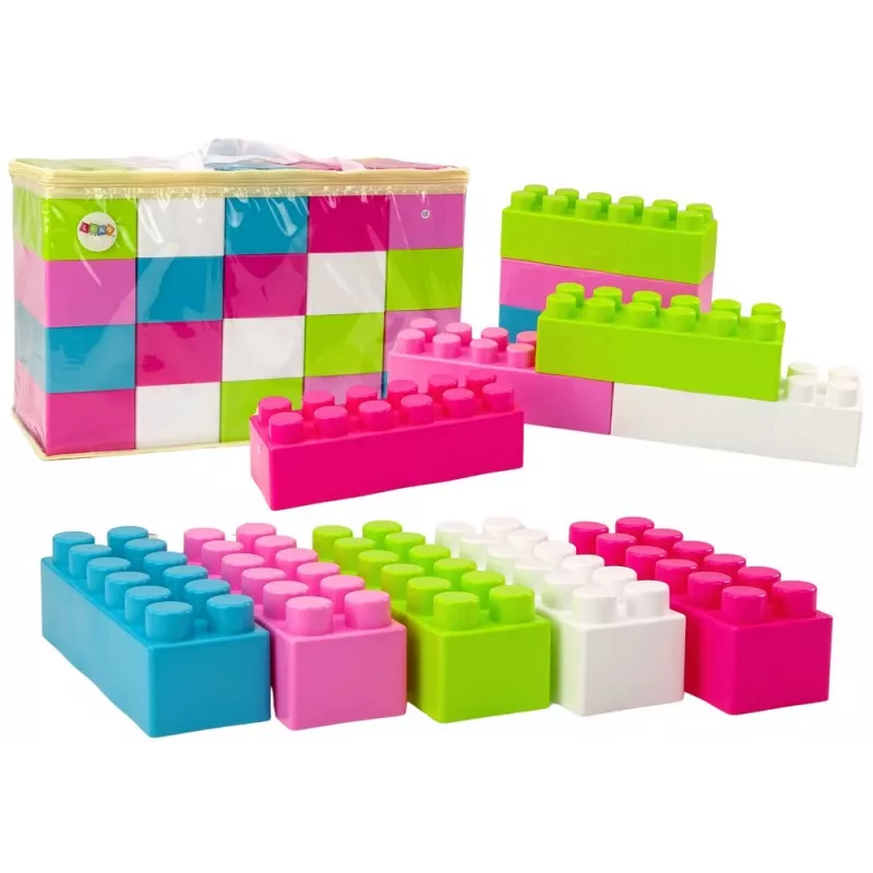LEAN TOYS grote langwerpige bouwstenen in zak met gekleurde stickers – 20 delen