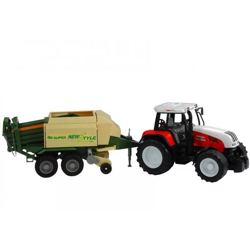 LEAN TOYS grote tractor met aanhanger, landbouwmachine, 65 cm