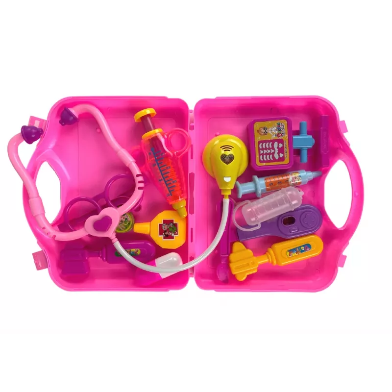 LEAN TOYS kleine dokter set koffer roze stethoscoop