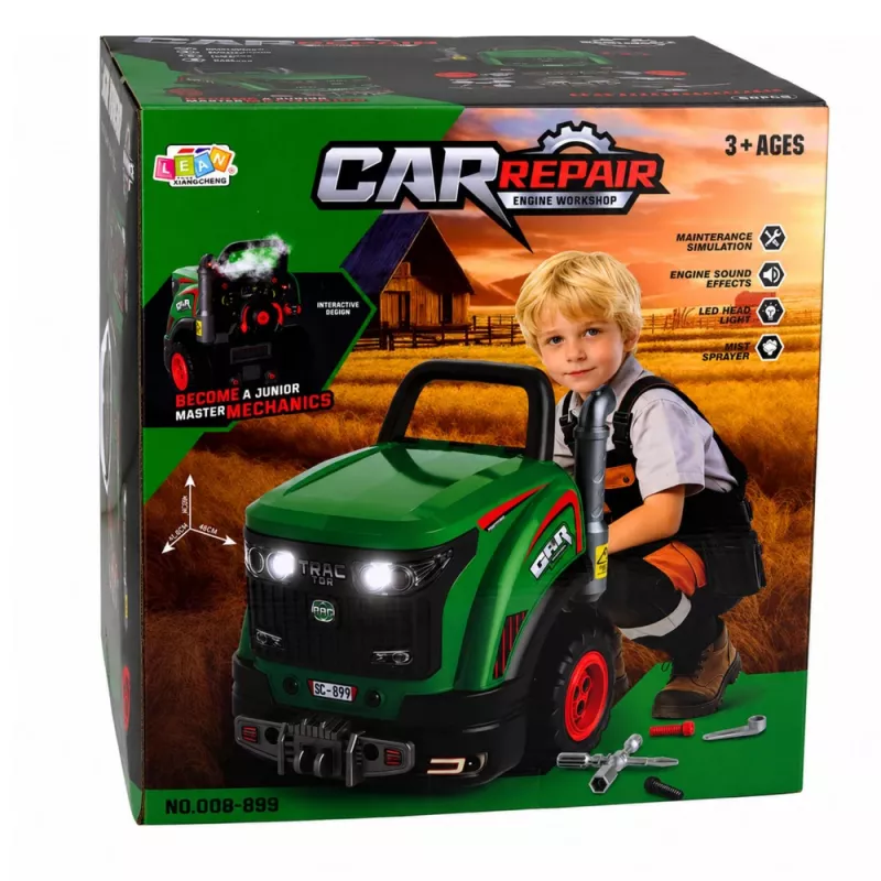LEAN TOYS Little Handyman's uitneembare tractor met lichten, geluiden en stoom