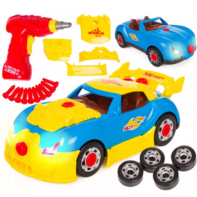LEAN TOYS Kleine Monteur Set: Uit elkaar te halen Auto, Schroevendraaier, Lichtjes, Geluiden