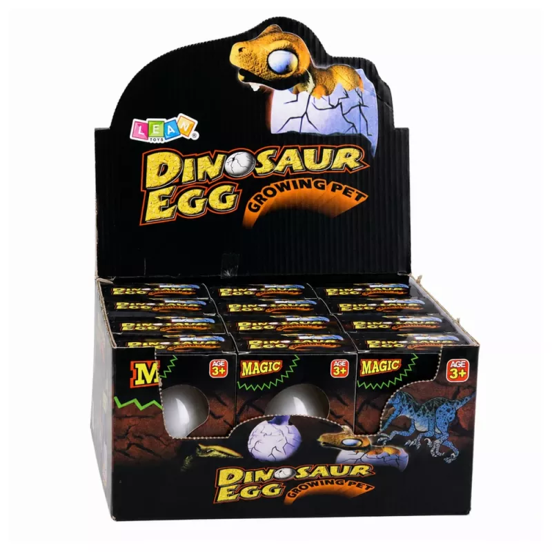 LEAN TOYS Magic Egg uitkomende dinosaurus in water ei wit 6,5 cm