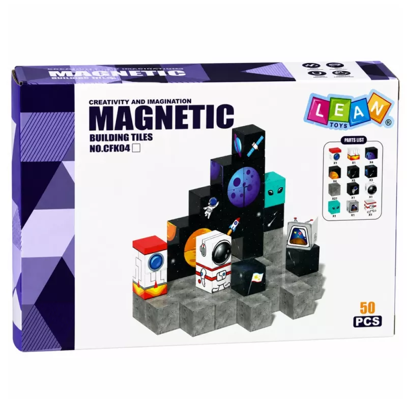 LEAN TOYS magnetische bouwstenen 50-delige set – 3D pixel eenhoorn kubussen, ABS kunststof, creatief constructiespeelgoed