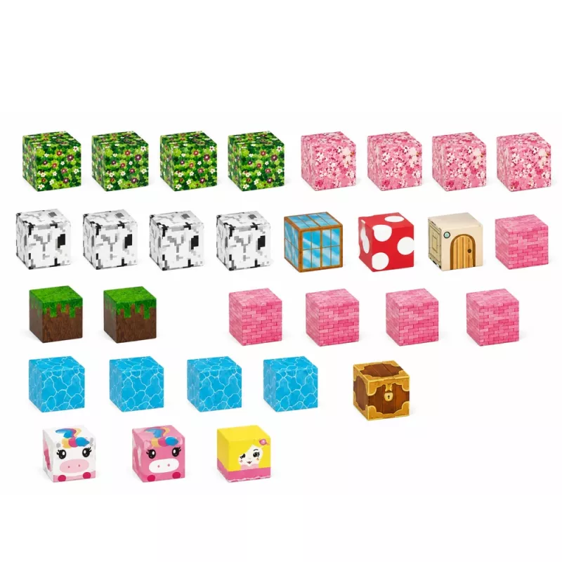 LEAN TOYS magnetische bouwstenen 50-delige set – 3D pixel eenhoorn kubussen, ABS kunststof, creatief constructiespeelgoed
