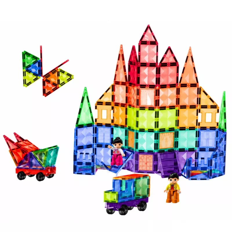 LEAN TOYS Magnetische Constructieblokken 3D Panelen Creatief STEM Kleurrijk 100 stuks