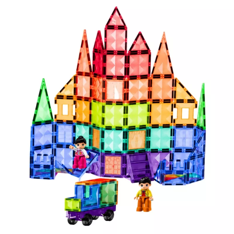 LEAN TOYS Magnetische Constructieblokken 3D Panelen Creatief STEM Kleurrijk 100 stuks