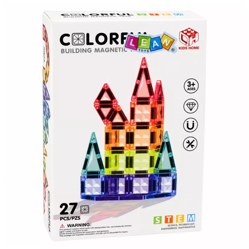 LEAN TOYS Magnetische constructieblokken 3D panelen Creatief STEM Bont 27 stuks