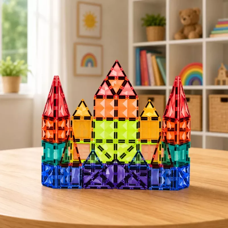 LEAN TOYS magnetische constructieblokken 3D panelen creatief STEM bont 73 stuks