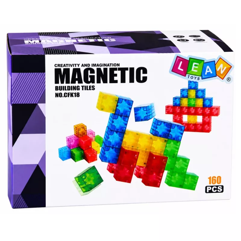 LEAN TOYS magnetische bouwstenen kubussen kleurrijke 3D-kubussen 160 stuks