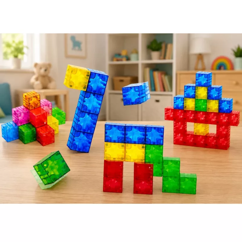 LEAN TOYS magnetische bouwstenen kubussen kleurrijke 3D-kubussen 160 stuks