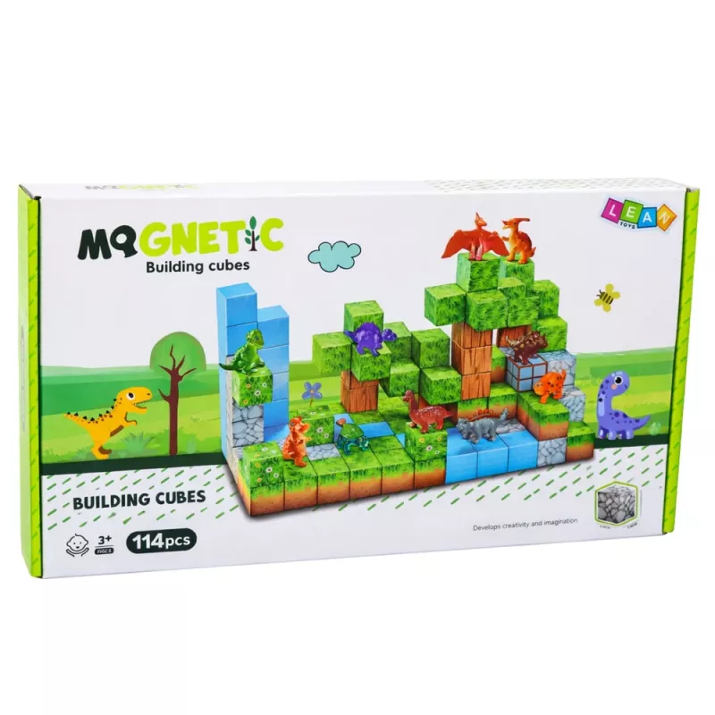 LEAN TOYS magnetische constructieblokken kubus vierkante wereld 3D 114 delen