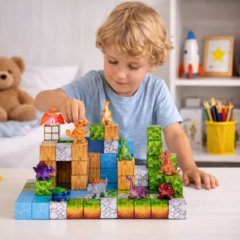 LEAN TOYS magnetische constructieblokken kubus vierkante wereld 3D 114 delen
