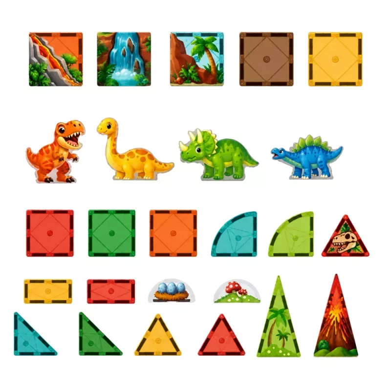 LEAN TOYS Magnetische Bouwstenen Dinosaurus Vulkaan 31 delen
