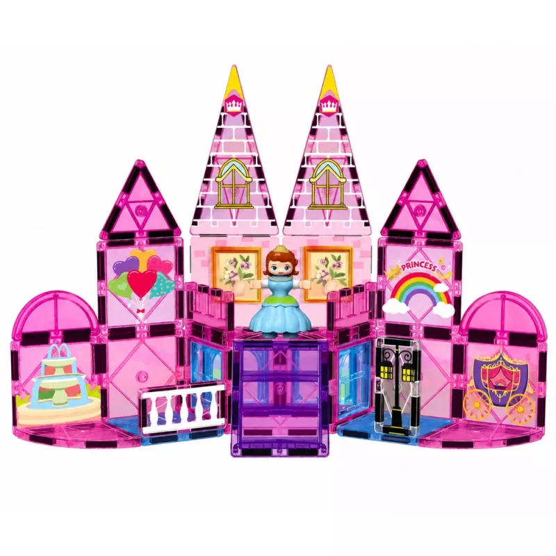 LEAN TOYS magnetische constructieblokken prinsessenslot roze 38 stuks