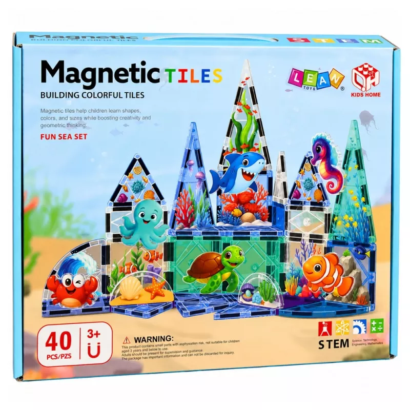 LEAN TOYS magnetische bouwstenen zeedieren oceaan 40 delen