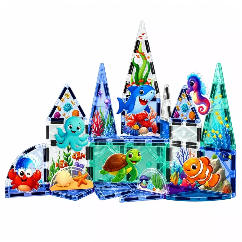 LEAN TOYS magnetische bouwstenen zeedieren oceaan 40 delen