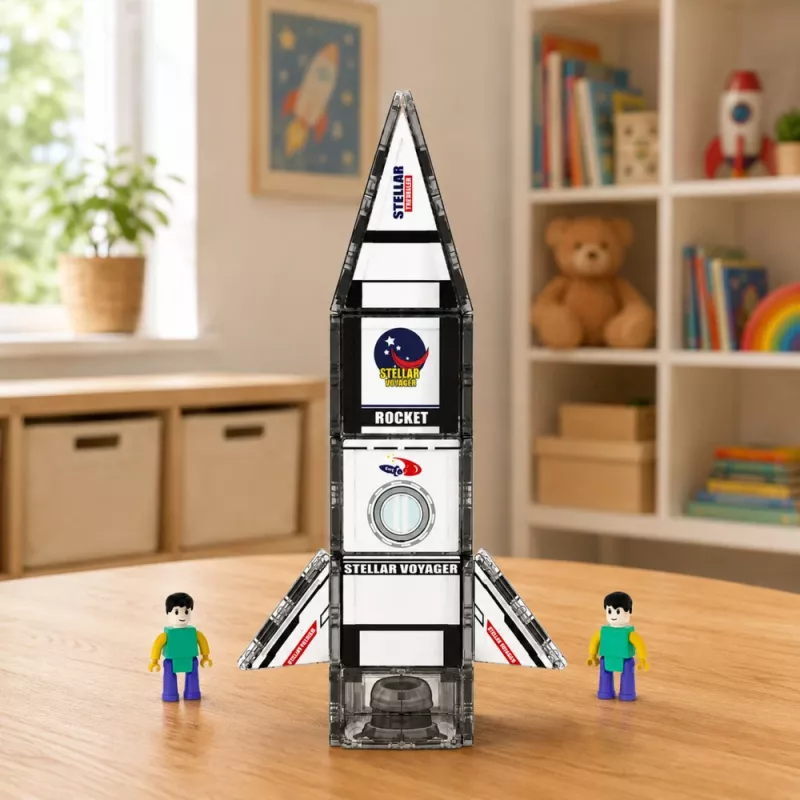 LEAN TOYS magnetische constructieblokken ruimtera ket figuren 26 stuks