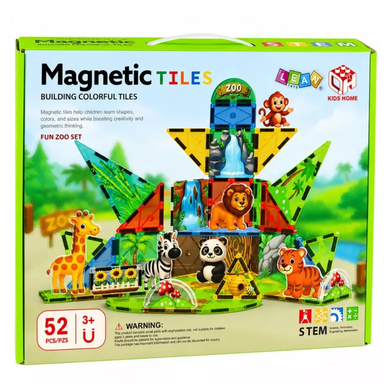 LEAN TOYS magnetische constructieblokken wilde dieren jungle ZOO 52 stuks