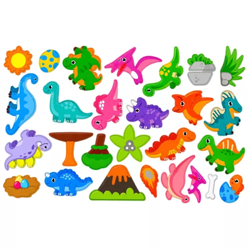 LEAN TOYS magnetisch puzzelboek dinosauriërs kleurrijke magneten 30 stuks
