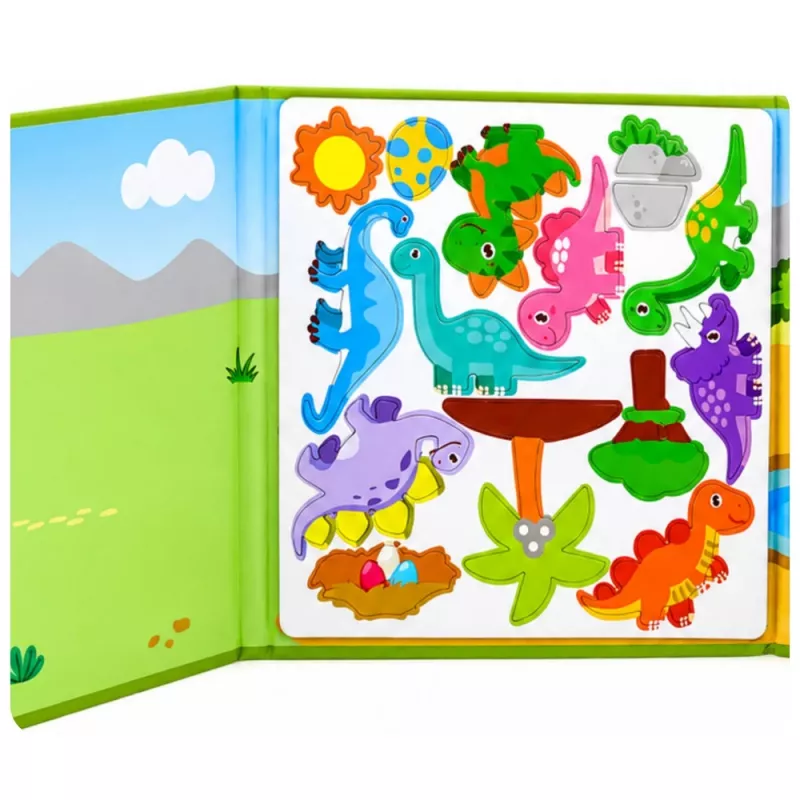 LEAN TOYS magnetisch puzzelboek dinosauriërs kleurrijke magneten 30 stuks