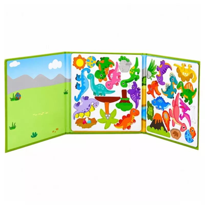 LEAN TOYS magnetisch puzzelboek dinosauriërs kleurrijke magneten 30 stuks