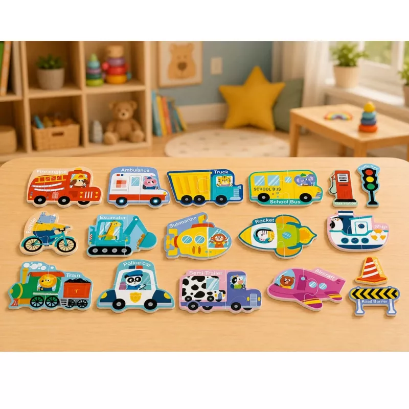 LEAN TOYS magneetpuzzel voertuigen educatief speelgoed vervoermiddelen set 30 delen