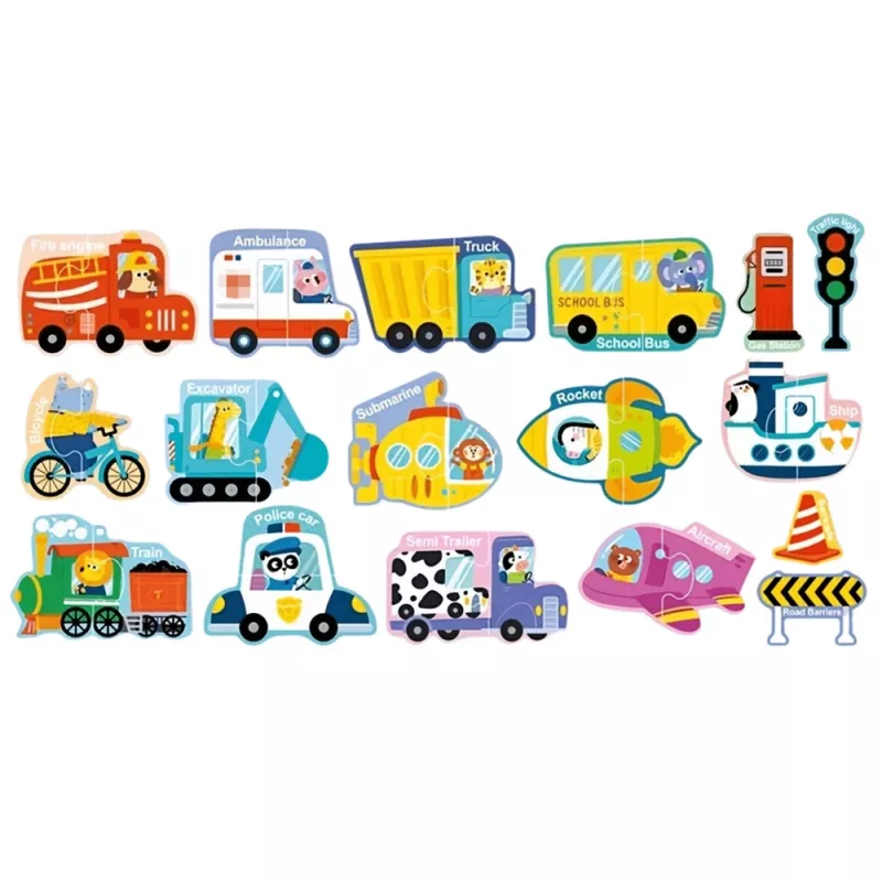 LEAN TOYS magneetpuzzel voertuigen educatief speelgoed vervoermiddelen set 30 delen