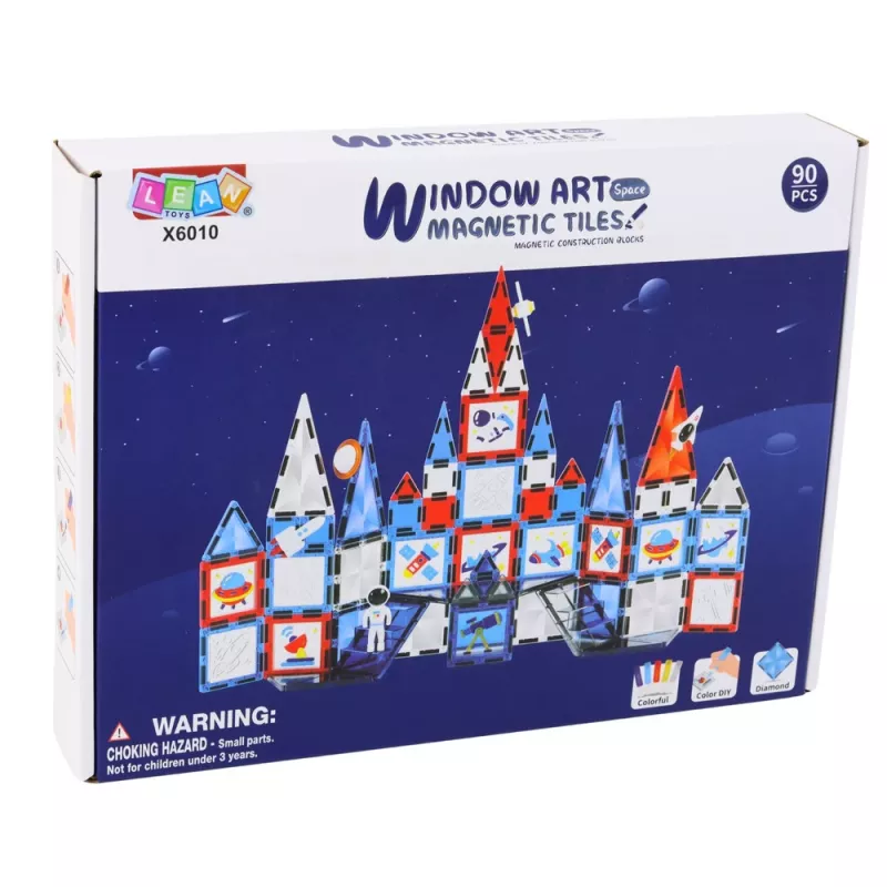 LEAN TOYS Magnetic Space Windows bouwblokken 90 delen – ABS-kunststof STEM-bouwset