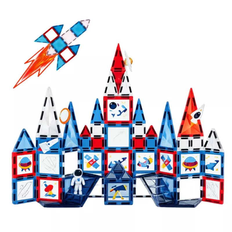 LEAN TOYS Magnetic Space Windows bouwblokken 90 delen – ABS-kunststof STEM-bouwset