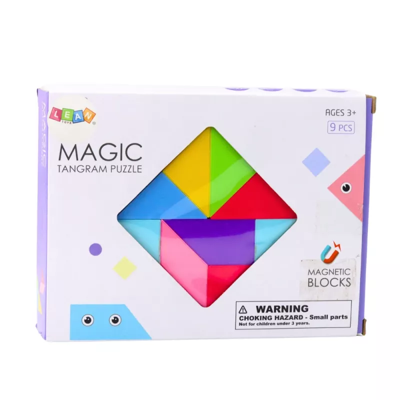 LEAN TOYS magnetische tangram-blokken kleurrijke puzzelsticker-set 9 stuks