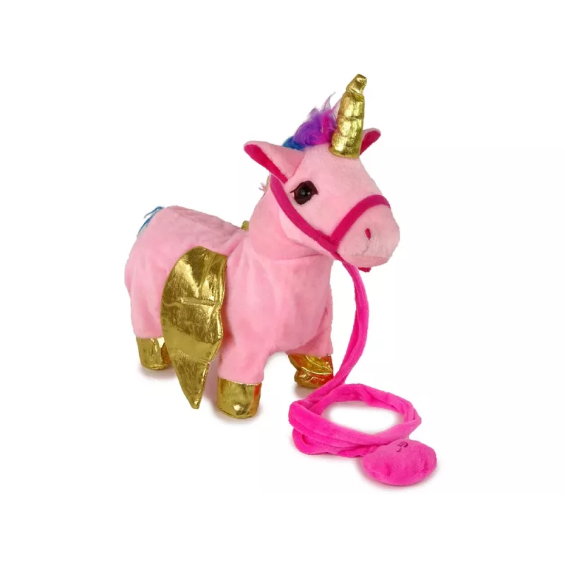 LEAN TOYS Mascotte interactief paard roze gouden vleugels muziek