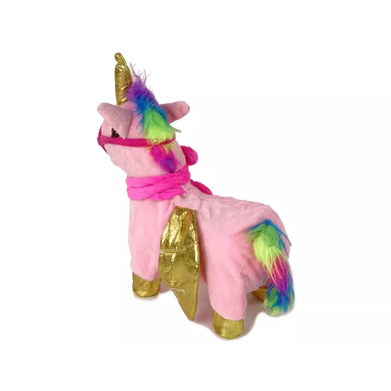 LEAN TOYS Mascotte interactief paard roze gouden vleugels muziek