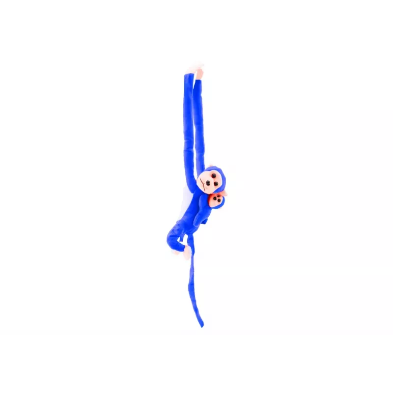 LEAN TOYS mascotte pluchen aap met baby, blauw 90 cm