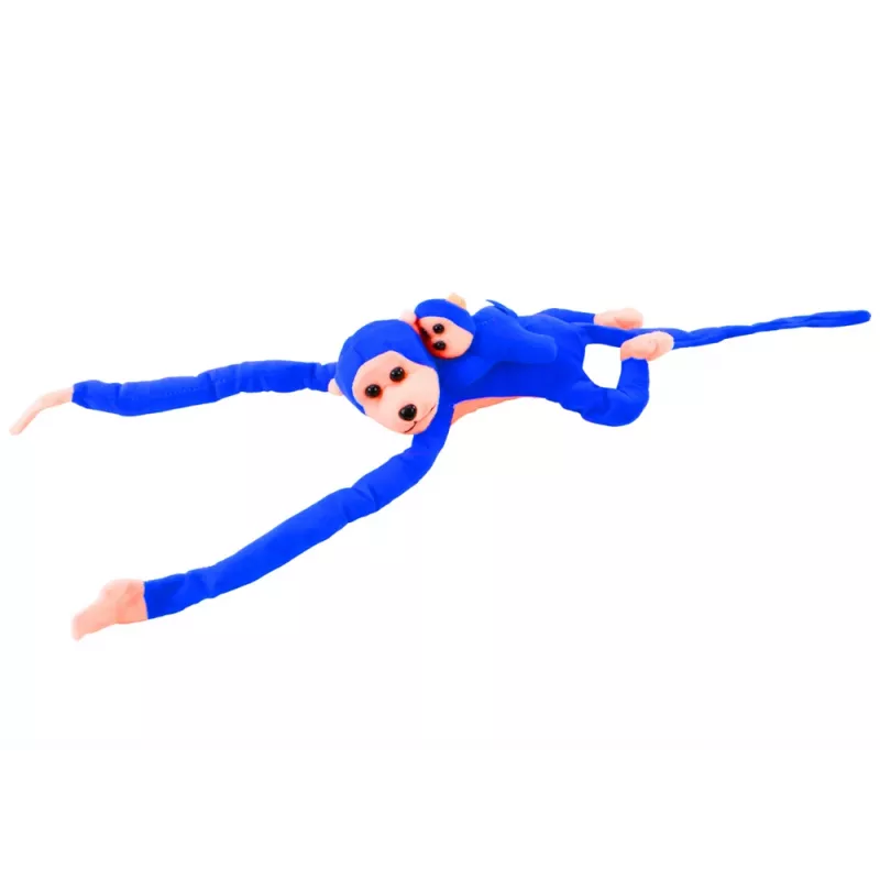 LEAN TOYS mascotte pluchen aap met baby, blauw 90 cm
