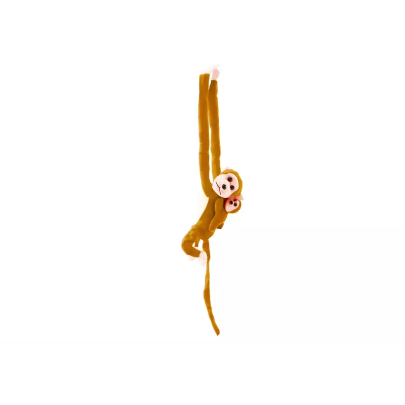 LEAN TOYS mascotte pluchen aap met baby, lichtbruin 90 cm