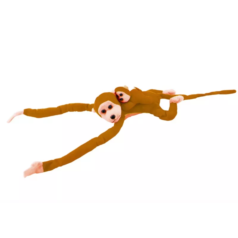 LEAN TOYS mascotte pluchen aap met baby, lichtbruin 90 cm