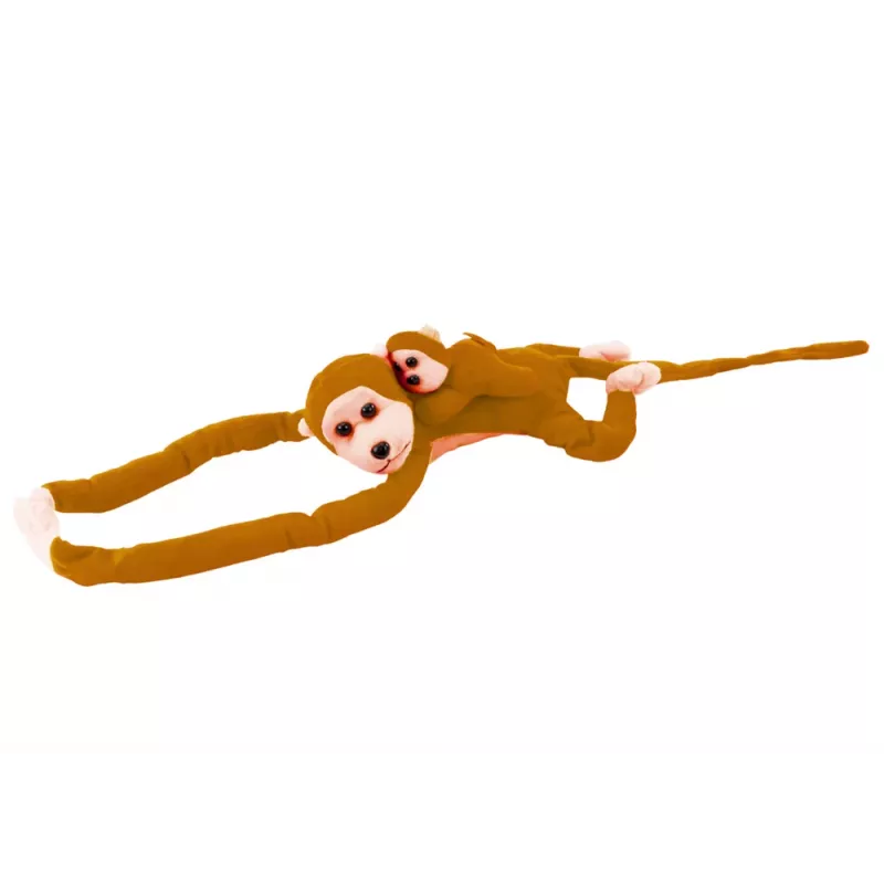 LEAN TOYS mascotte pluchen aap met baby, lichtbruin 90 cm