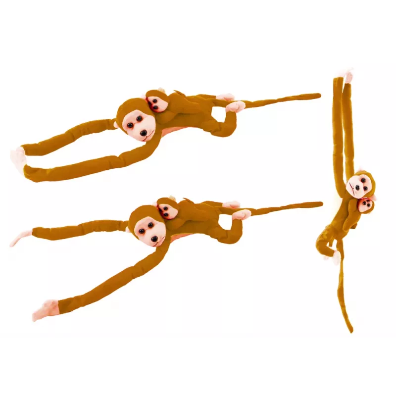 LEAN TOYS mascotte pluchen aap met baby, lichtbruin 90 cm